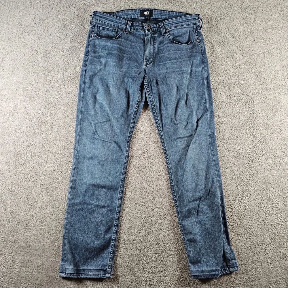 Paige Lennox Slim Fit Jeans Mens 34 Medium Wash Transcend Denim Made in USA